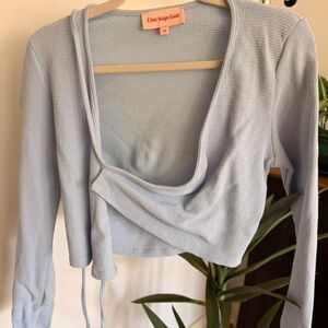 SOLD LSG Women's Blue Wrap Blouse